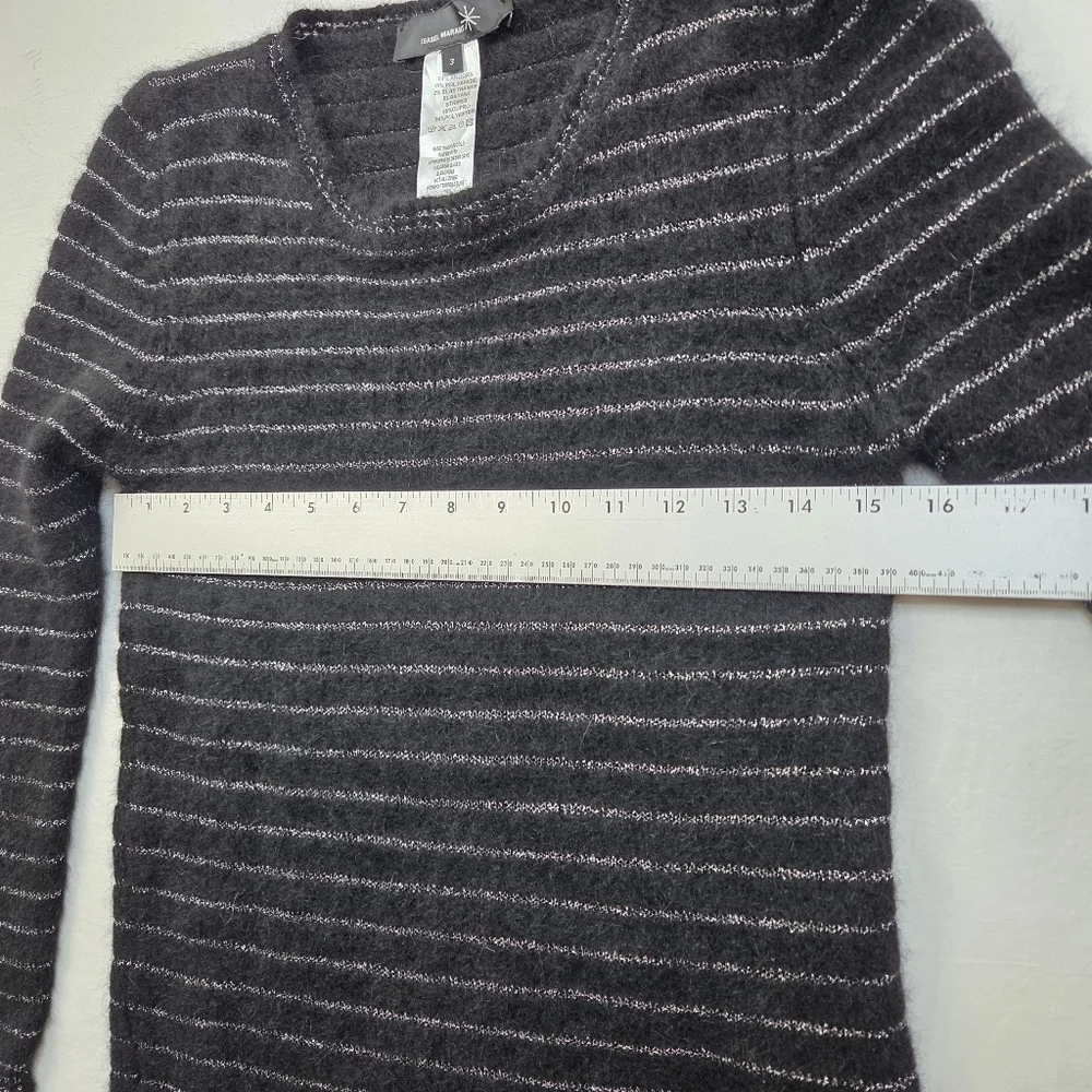 Isabel Marant Angora Blend Striped Longline Sweater Tunic Black Silver Size 3 - Picture 9 of 10